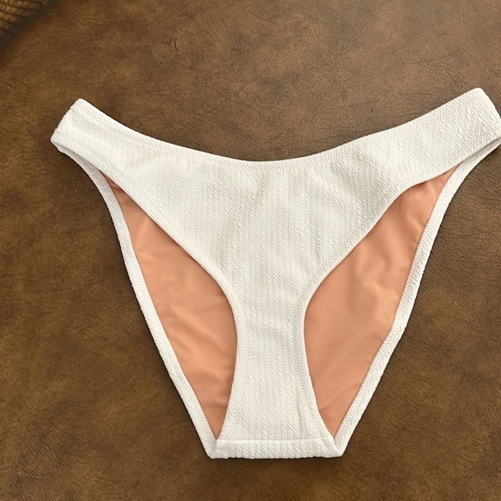 J. Crew High Rise Textured Cheeky Bikini Bottoms White NWT- Size L